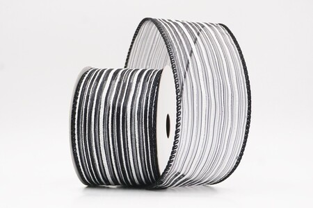 Black  Metallic Sheer Fine Pinstripe Ribbon_KW0455GC-53-53